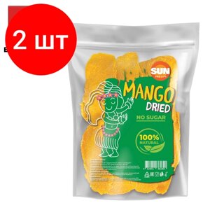 Комплект 2 шт, Манго натуральное без сахара SUN AND LIFE сушеное, 500 г, пакет, 4610051861800