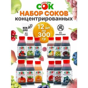 Концентрированный сок "Только СОК" набор 12 вкусов по 300 г