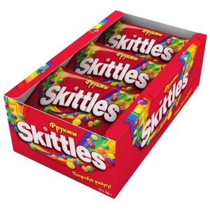 Конфеты драже Skittles Фрукты, в разноцветной глазури, 38 г х 12 шт