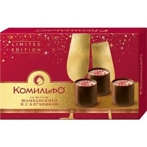 Конфеты Комильфо шоколадные со вкусом шампанского и клубники 116г - 10 шт