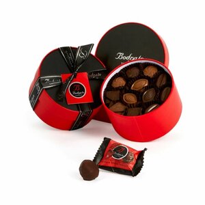 Конфеты шоколадные ассорти, 5 видов начинки и 2 вида шоколада, BODRATO CIOCCOLATO, 0,190 кг (шляпная красная карт/коробка)