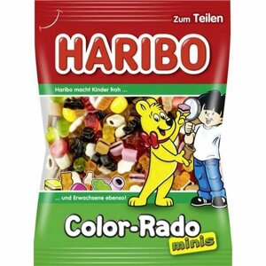 Конфеты жевательные Haribo Color-Rado Mini с лакрицей, какао и кокосовой прослойкой, Германия (Germany), 160 г