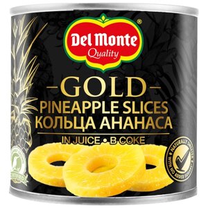 Консервированные ананасы Del Monte Gold кольца в соке, жестяная банка, 435 г, 1 шт.