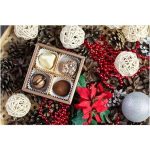Коробка шоколадных конфет ручной работы Фраде/Frade - коробка стандартная (МГК) на 4 конфеты