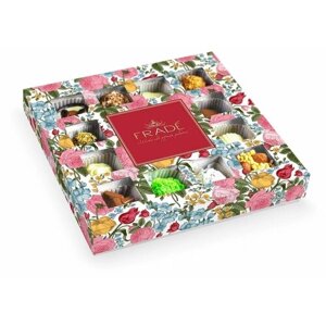 Коробка шоколадных конфет ручной работы Фраде/Frade - квадраты (на 16 конфет) (ковёр из цветов)