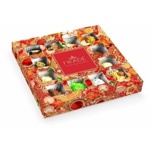 Коробка шоколадных конфет ручной работы Фраде - квадраты (на 16 конфет) (драгоценности)
