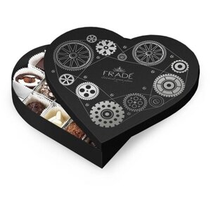 Коробка шоколадных конфет ручной работы Фраде - сердце (на 20 конфет) (механизм черный) с фольгировкой