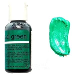 Краска Зеленый бирюзовый гелевая Teal Green Liqua-Gel Chefmaster, 20 гр.