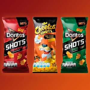 Кукурузные чипсы Doritos, Cheetos Shots: Mexicano, Corn, Taco Острые 3 шт. по 30 г Турция