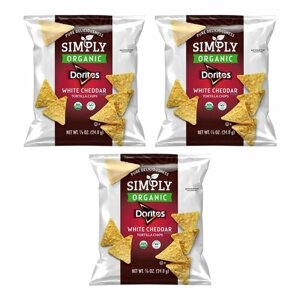 Кукурузные чипсы Doritos Simply Organic White Cheddar 3 шт. по 24.8 г США