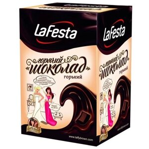 LaFesta Горячий шоколад горький в пакетиках, коробка, кофе, шоколадный, 10 пак., 220 г