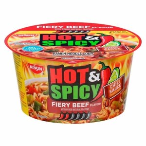 Лапша быстрого приготовления Nissin Hot & Spicy Fiery Beef со вкусом острой говядины (США), 93 г