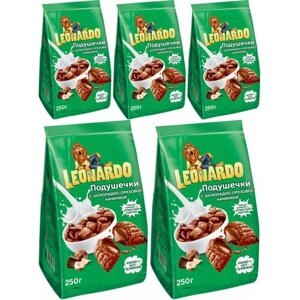 Leonardo, готовый завтрак Подушечки с шоколадно-ореховой начинкой,5 шт по 250 г