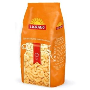 Ligrano, Макароны "Рожки рифленые", сорт пшеницы крупка, 2 шт по 550 гр.