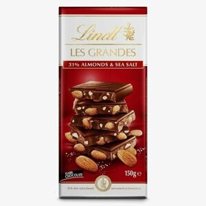 Lindt LES GRANDES Темный шоколад 31% миндаль и морская соль 150 г