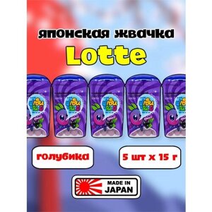 Lotte Fusen No Mi Японская жевательная резинка шары 15г х 5шт Голубика / Лотте жвачка/ азиатские сладости