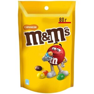 M&M's драже с арахисом и молочным шоколадом, 80 г, пакет пластиковый