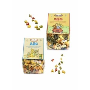 Макаронные изделия для детей Dalla Costa со шпинатом и томатами без добавления яиц Фигурные Зоопарк, Алфавит - 2 шт по 250 г