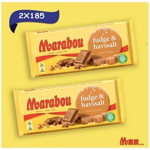 Marabou (Марабу), Шведский молочный шоколад c мягкой карамелью и солью Fudge & Havssalt 2x185 гр.