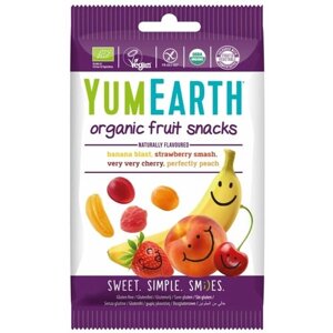 Мармелад органический жевательный YumEarth Organic Fruit Snacks со вкусами персика, вишни, клубники и банана, 50 г.