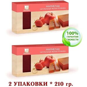 Мармелад пластовой яблоко-клубника натуральный "Коломчаночка"2 упаковки по 210 грамм