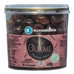Маслины Marmarabirlik Gurme Premium M черные с косточкой, 400 г