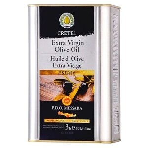 Масло оливковое CRETEL нерафинированное Extra Virgin Estate P. D. O. Messara, 3 л