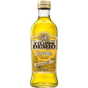Масло оливковое Filippo Berio рафинированное c добавлением нерафинированного, стеклянная бутылка, 0.5 л