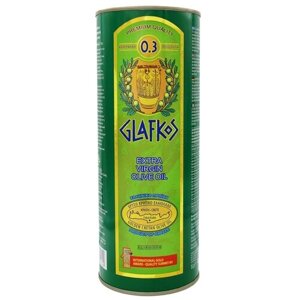 Масло оливковое Glafkos нерафинированное Extra Virgin, жестяная банка, 1 л