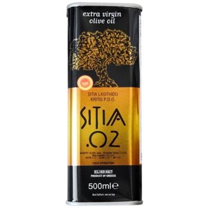 Масло оливковое Sitia Extra Virgin P. D. O. 02, кислотность 0,2% Ailmakis Estate, жестяная банка, 0.54 кг, 0.5 л