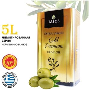 Масло Оливковое TASOS GOLD Oliva Oil Высший Сорт Extra Virgin 5л (Греция) заправка для салата / нерафинированное 5 л