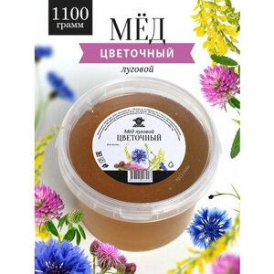 Мед луговой цветочный жидкий 1100 г, для здорового питания, для иммунитета