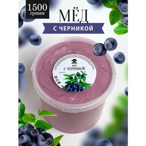 Мед с черникой 1500 г, для иммунитета, полезный подарок