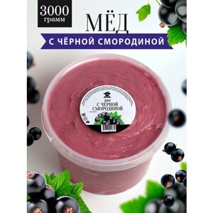 Мед с черной смородиной 3 кг, мед с добавками, Добрый пасечник