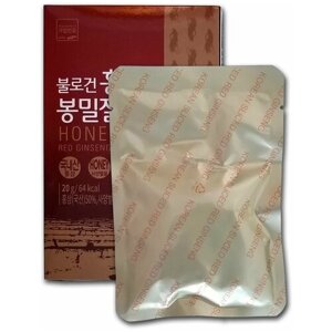Медовые цукаты из красного корейского женьшеня 4-х лет, тэдон Поллугон, слайсы, 20 г (фольгированный пакет)