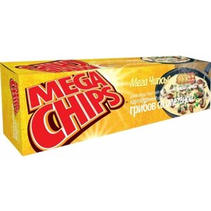 Мегачипсы Mega Chips со вкусом Грибы и Сметана, картофельные, 6 штук по 50 г
