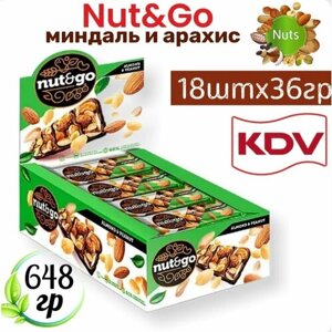 Миндальный батончик NUT&GO с арахисовой пастой 18х36гр