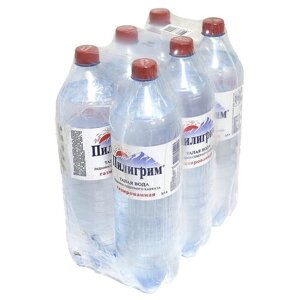 Минеральная питьевая вода Пилигрим газированная, ПЭТ, без вкуса, 6 шт. по 1.5 л