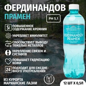 Минеральная столовая вода природной газации Фердинандов Прамен (Ferdinanduv Pramen) с кремнием 0,5л * 12 шт.
