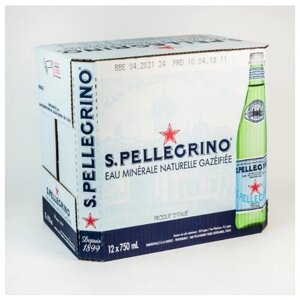 Минеральная вода S. Pellegrino газированная, стекло, без вкуса, 12 шт. по 0.75 л