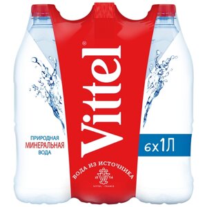 Минеральная вода Vittel негазированная, ПЭТ, без вкуса, 6 шт. по 1 л
