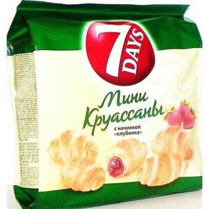 Мини-круассаны 7Days с кремом "Клубника", 300 гр*4 шт