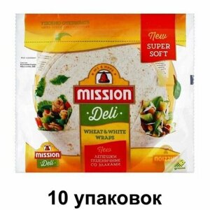 Mission Пшеничные Лепешки Тортильи Wheat and White, 250 г, 10 уп