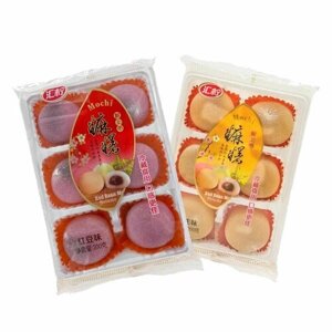 Моти (мочи, mochi) набор 2 пачки с арахисом и красной фасолью адзуки / Десерт азиатская сладость рисовые пирожные Shishi City Huixi Foods Японские, Корейские, Китайские