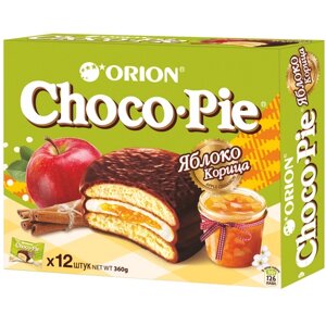 Мучное кондитерское изделие в глазури «Choco Pie Apple-Cinnamon»Чоко Пай Яблоко-Корица»360 гр.