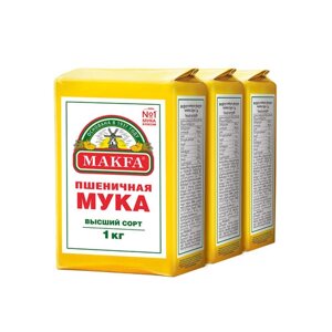 Мука Макфа пшеничная высший сорт, 1 кг, 3 шт.