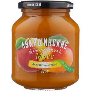 Мусс Лукашинские, яблоко, манго, 370 г, 370 мл