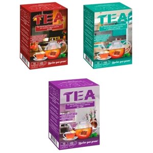 Набор, черный крупнолистовой чай Ассам, чай с чабрецом и мятой, Эрл Грей, в пакетиках для чайников и френч-прессов, ТЕА, 3 шт. (10 пак. х 5 гр.)