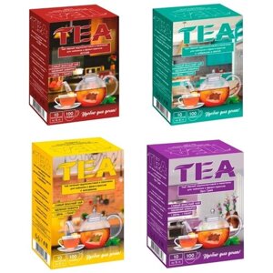 Набор, черный крупнолистовой чай Ассам, Эрл Грей, чай с чабрецом и мятой, с жасмином в пакетиках для чайников и френч-прессов, TEA, 4 шт. 10х5г