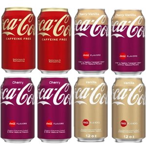 Набор Coca-Cola Original (Cherry-Vanilla, Vanilla , Caffein Free, Cherry) ( 8 по 355 мл). США